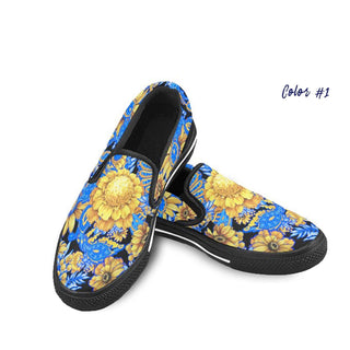 Women's Printed Slip-On Canvas Loafers SUNFLOWERS - MORO DESIGN STUDIO