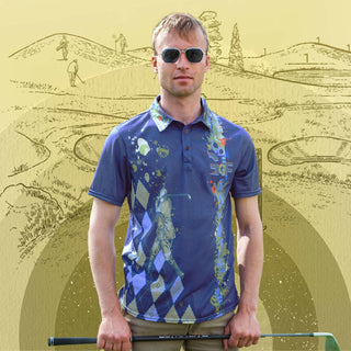 Argyle Motifs Golf Polo Shirt for Men - MORO DESIGN STUDIO
