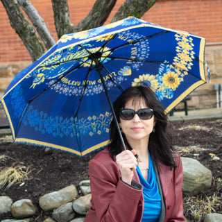 Phoenix Bird in Ukrainian Colors - Automatic Foldable Umbrella - MORO DESIGN STUDIO