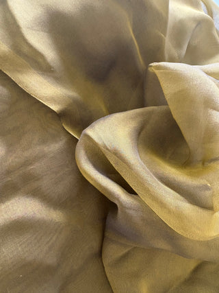 Olive Gold Iridescent Silk Chiffon #402 Fabric