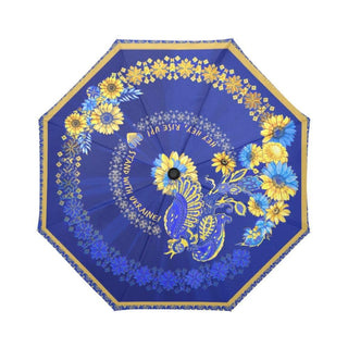 Ukrainian Phoenix | Ukrainian Colors | Art design by Lena Moro. Automatic Umbrella Front view. Ukrainian Phoenix Bird. Showing graphic design by Lena Moro. Ukrainian colors of Yellow and Blue.