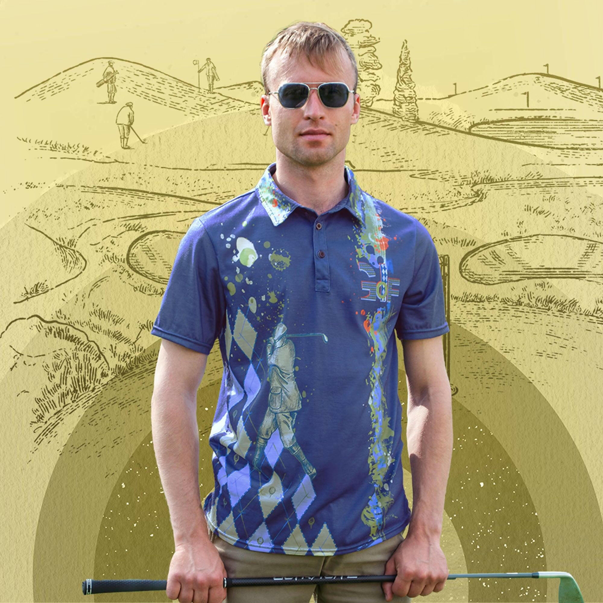 Argyle Motifs Golf Polo Shirt for Men - MORO DESIGN GIFTS