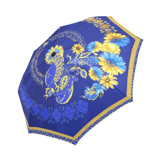 Ukrainian Phoenix | Ukrainian Colors | Art design by Lena Moro. Automatic Umbrella. Side view. Ukrainian Phoenix Bird. Showing graphic design by Lena Moro. Ukrainian colors of Yellow and Blue.