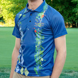 Argyle Motifs Golf Polo Shirt for Men - MORO DESIGN STUDIO