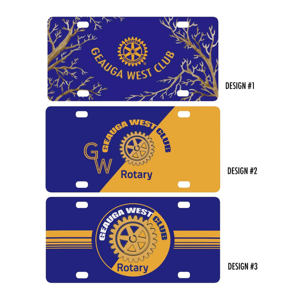 License Plate with Geauga West Rotary Club Logo - MORO DESIGN GIFTS